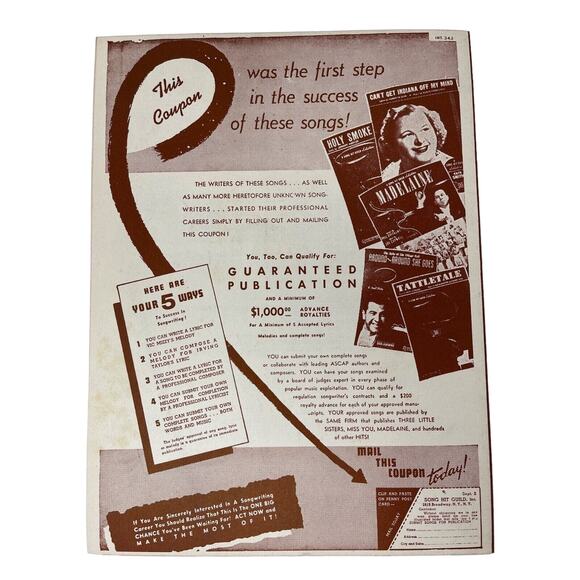 1943 Take It Easy Fox Trot Sheet Music Albert De Bru Irving Taylor Vic Mizzy - Picture 5 of 5